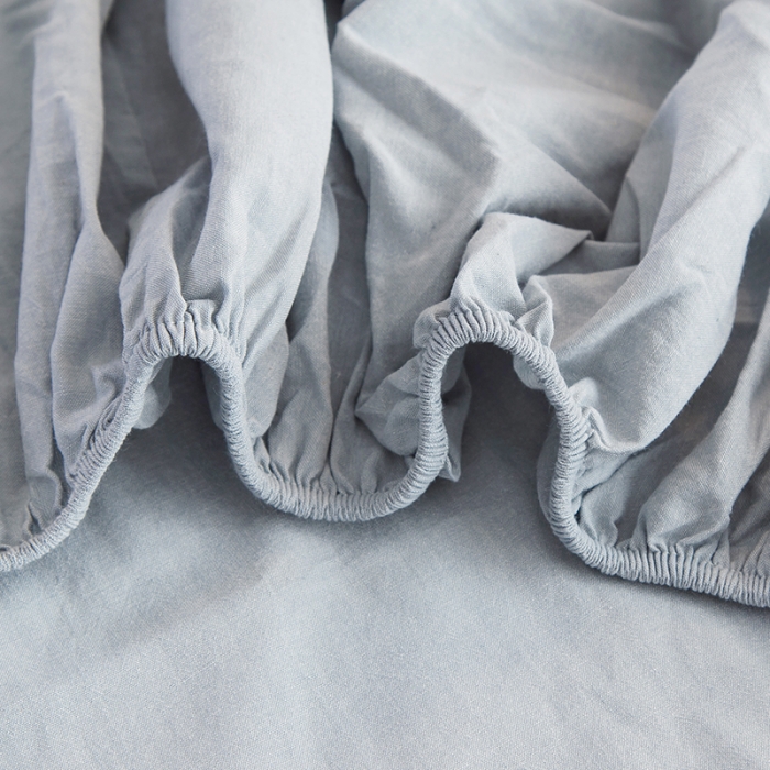 91家纺网 家纺一手货源 找家纺 柠萌2021新款全棉色织水洗棉单床笠 浅水蓝