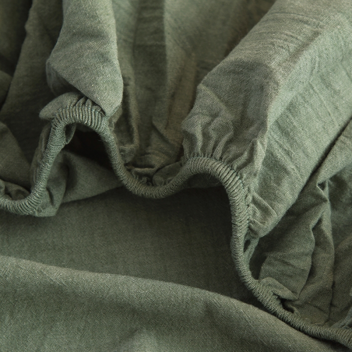 91家纺网 家纺一手货源 找家纺 柠萌2021新款全棉色织水洗棉单床笠 一抹绿