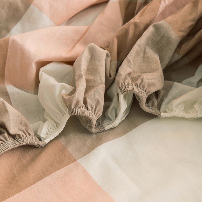 91家纺网 家纺一手货源 找家纺 柠萌2021新款全棉色织水洗棉单床笠 玉大格