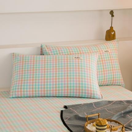 91家纺网 家纺一手货源 找家纺 （总）柠萌2021新款全棉色织水洗棉枕套