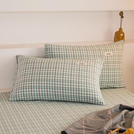 91家纺网 家纺一手货源 找家纺 （总）柠萌2021新款全棉色织水洗棉枕套