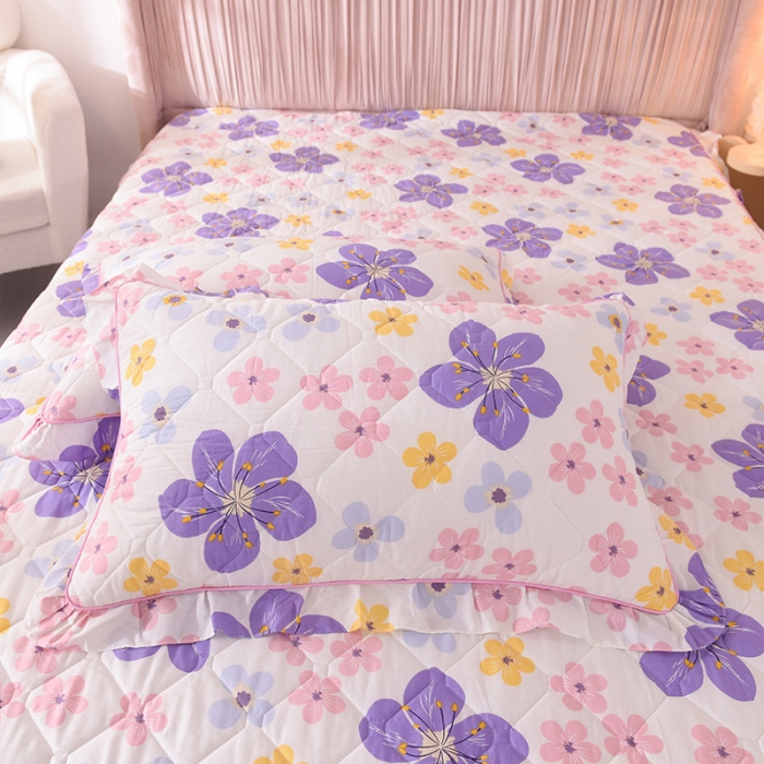 91家纺网 家纺一手货源 找家纺 美达2025全棉蕾丝小花边半夹棉床裙四件套 芳草悠悠