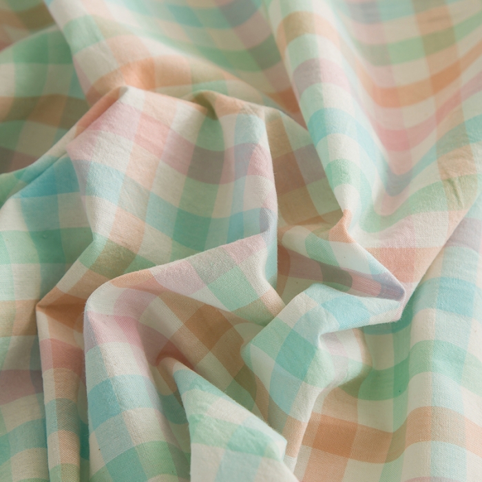 91家纺网 家纺一手货源 找家纺 柠萌2021新款全棉色织水洗棉枕套 冰激凌格（一对）