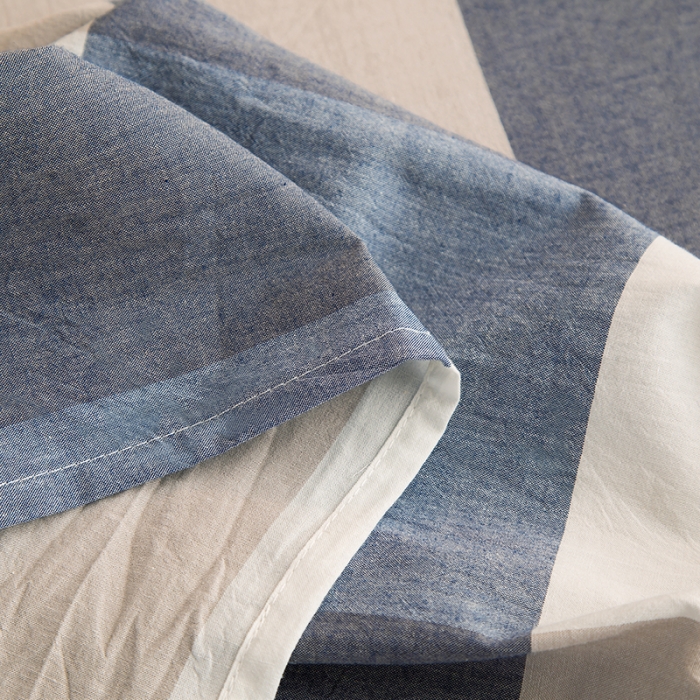 91家纺网 家纺一手货源 找家纺 柠萌2021新款全棉色织水洗棉枕套 蓝大格（一对）