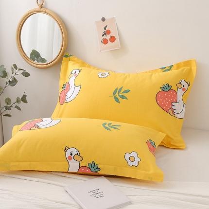 91家纺网 家纺一手货源 找家纺 锦绣万家 2021新款纯棉单人枕套全棉枕套单只48*74cm 草莓鸭