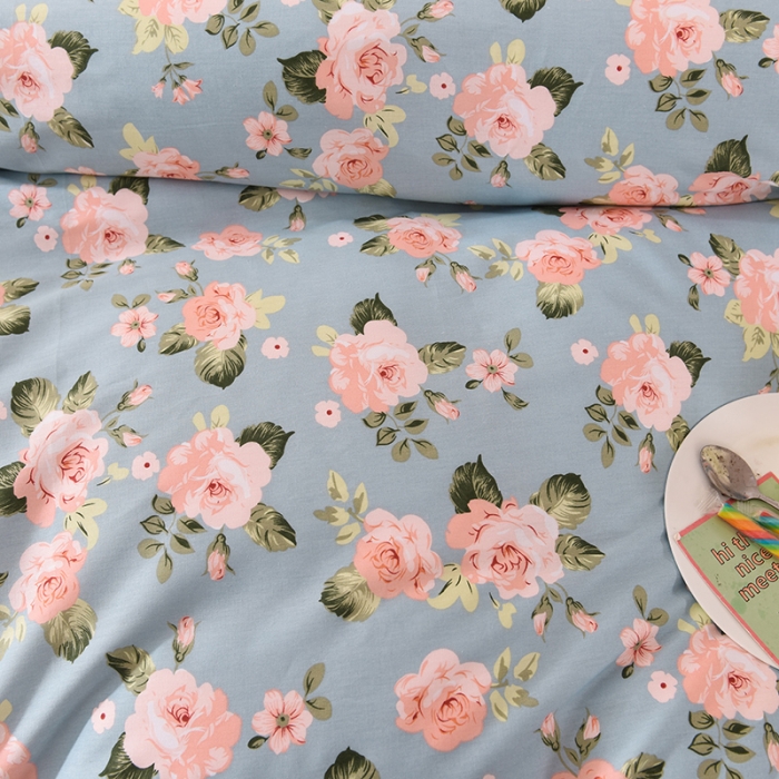 91家纺网 家纺一手货源 找家纺 美达2025全棉蕾丝小花边单层床裙四件套 满园春