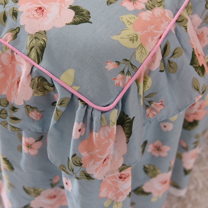 91家纺网 家纺一手货源 找家纺 美达2025全棉蕾丝小花边单层床裙四件套 满园春