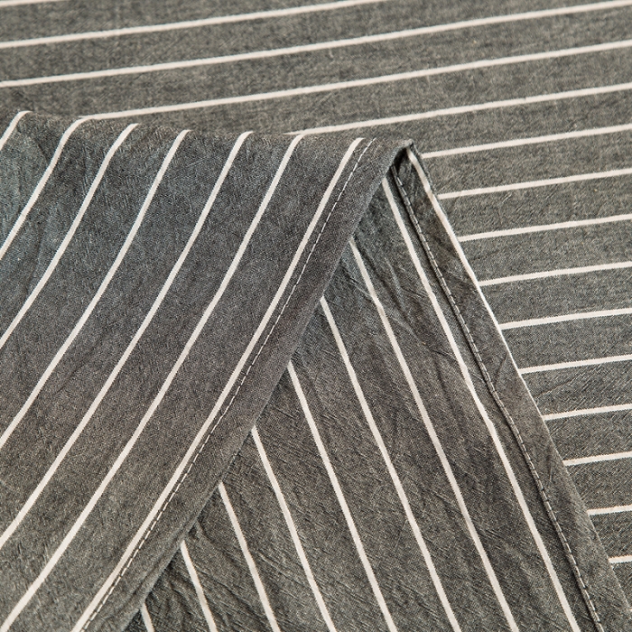 91家纺网 家纺一手货源 找家纺 柠萌2021新款全棉色织水洗棉枕套 中条纹深灰（一对）