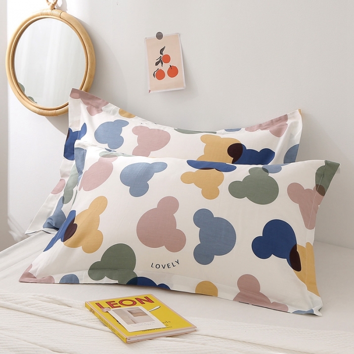 91家纺网 家纺一手货源 找家纺 锦绣万家 2021新款纯棉单人枕套全棉枕套单只48*74cm 多彩熊仔