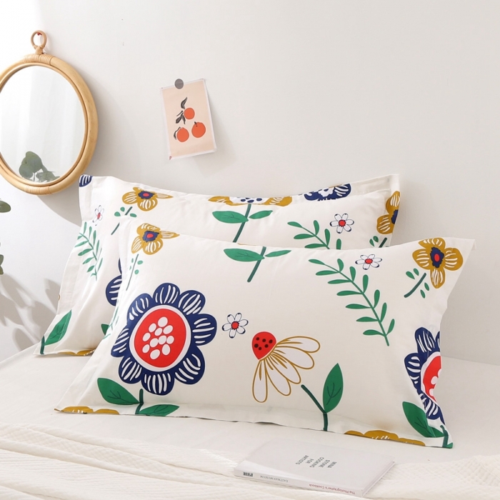 91家纺网 家纺一手货源 找家纺 锦绣万家 2021新款纯棉单人枕套全棉枕套单只48*74cm 太阳花