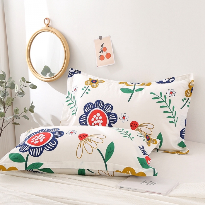 91家纺网 家纺一手货源 找家纺 锦绣万家 2021新款纯棉单人枕套全棉枕套单只48*74cm 太阳花