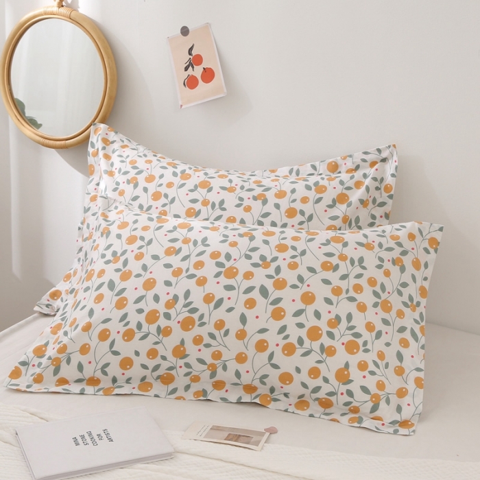 91家纺网 家纺一手货源 找家纺 锦绣万家 2021新款纯棉单人枕套全棉枕套单只48*74cm 甜蜜橘