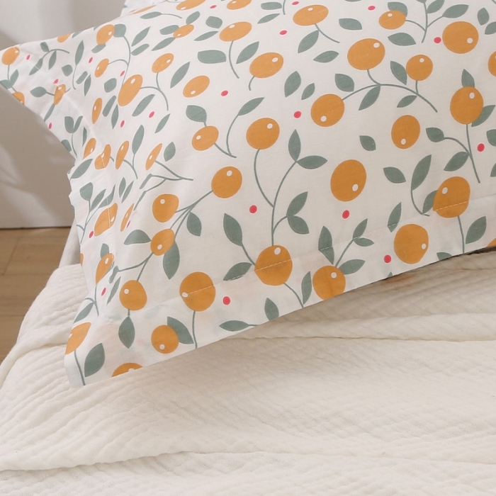 91家纺网 家纺一手货源 找家纺 锦绣万家 2021新款纯棉单人枕套全棉枕套单只48*74cm 甜蜜橘