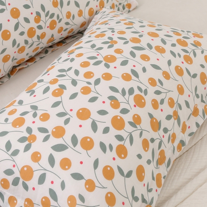 91家纺网 家纺一手货源 找家纺 锦绣万家 2021新款纯棉单人枕套全棉枕套单只48*74cm 甜蜜橘