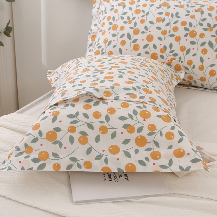 91家纺网 家纺一手货源 找家纺 锦绣万家 2021新款纯棉单人枕套全棉枕套单只48*74cm 甜蜜橘