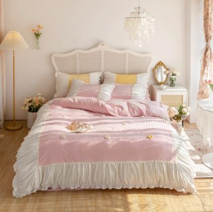 91家纺网 家纺一手货源 找家纺 （总）漫调 2021新款法式安妮小花朵牛奶绒四件套