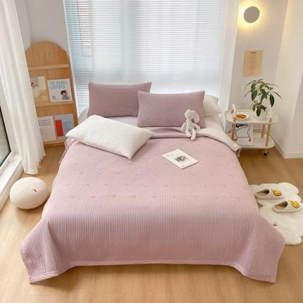漫调 2021新款宝宝绒刺绣床盖三件套 星月 豆沙粉
