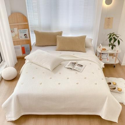 漫调 2021新款宝宝绒刺绣床盖三件套 樱桃 白