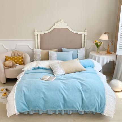 91家纺网 家纺一手货源 找家纺 （总）漫调 2021新款荷叶边兔兔绒韩版四件套