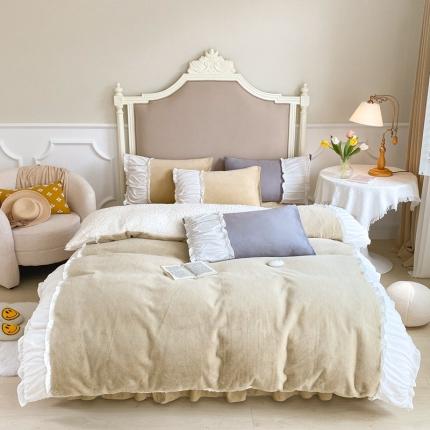 91家纺网 家纺一手货源 找家纺 （总）漫调 2021新款荷叶边兔兔绒韩版四件套