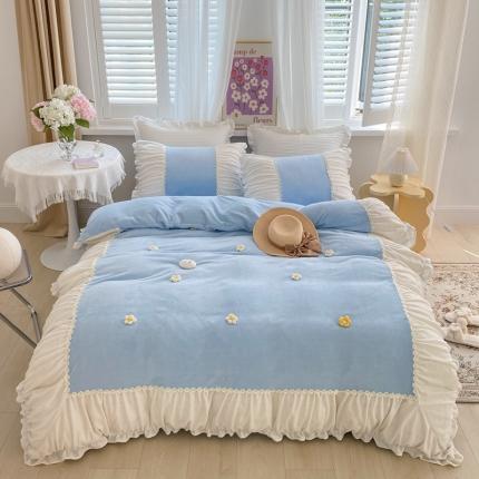 91家纺网 家纺一手货源 找家纺 （总）漫调家纺2021新款法式安妮小花朵牛奶绒四件套