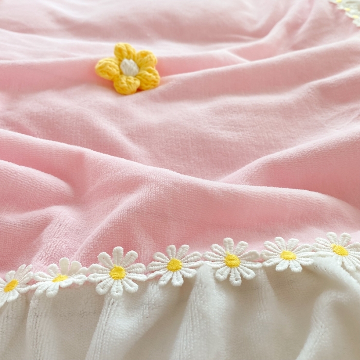 91家纺网 家纺一手货源 找家纺 （总）漫调家纺2021新款法式安妮小花朵牛奶绒四件套