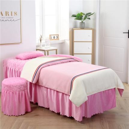 91家纺网 家纺一手货源 找家纺 （总）乐逸家纺 2024新款简约棉麻水晶绒美-容床罩