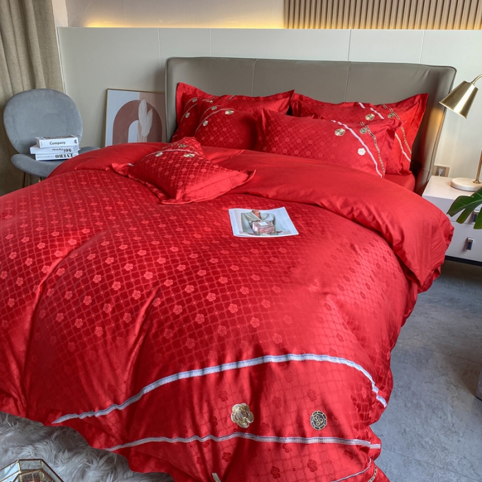 91家纺网 家纺一手货源 找家纺 （总）安妮家居2021新款山茶全棉提花四件套