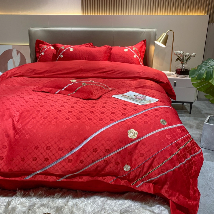 91家纺网 家纺一手货源 找家纺 （总）安妮家居2021新款山茶全棉提花四件套