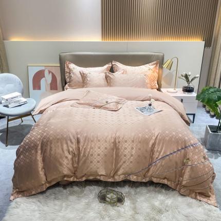 安妮家居2021新款山茶全棉提花四件套 山茶花-香槟