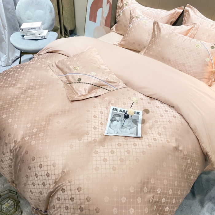 91家纺网 家纺一手货源 找家纺 安妮家居2021新款山茶全棉提花四件套 山茶花-香槟