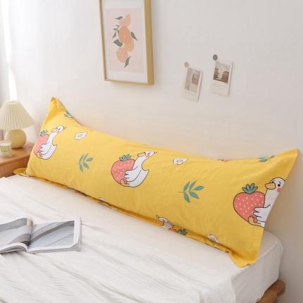 91家纺网 家纺一手货源 找家纺 锦绣万家 2021新款纯棉双人枕套全棉长枕套/只 草莓鸭