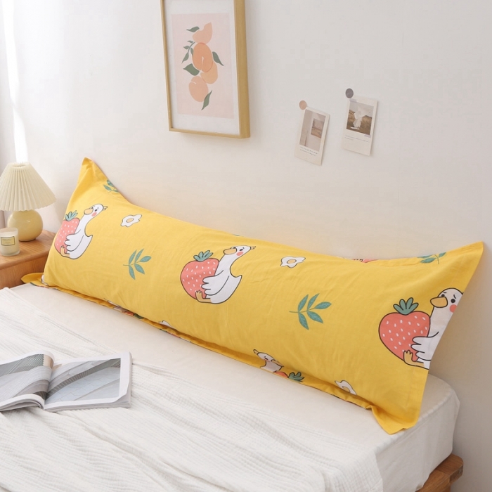 91家纺网 家纺一手货源 找家纺 锦绣万家 2021新款纯棉双人枕套全棉长枕套/只 草莓鸭