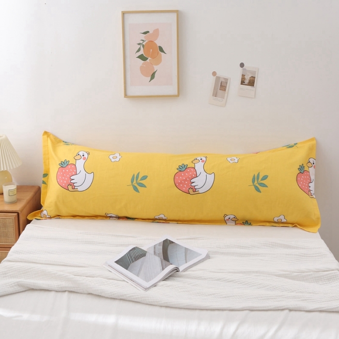 91家纺网 家纺一手货源 找家纺 锦绣万家 2021新款纯棉双人枕套全棉长枕套/只 草莓鸭