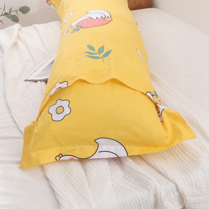 91家纺网 家纺一手货源 找家纺 锦绣万家 2021新款纯棉双人枕套全棉长枕套/只 草莓鸭