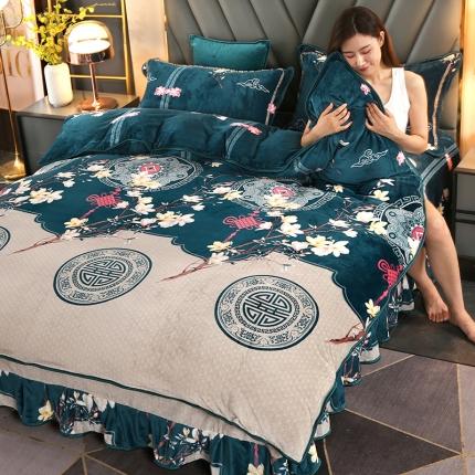 91家纺网 家纺一手货源 找家纺 冉美家纺 2021新款牛奶绒四件套 欧式风情