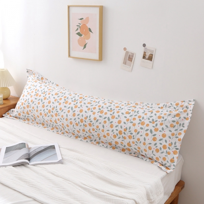 91家纺网 家纺一手货源 找家纺 锦绣万家 2021新款纯棉双人枕套全棉长枕套/只 甜蜜橘