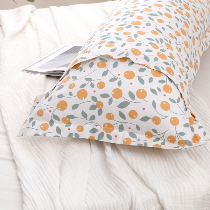 91家纺网 家纺一手货源 找家纺 锦绣万家 2021新款纯棉双人枕套全棉长枕套/只 甜蜜橘