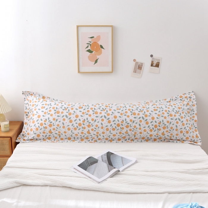 91家纺网 家纺一手货源 找家纺 锦绣万家 2021新款纯棉双人枕套全棉长枕套/只 甜蜜橘