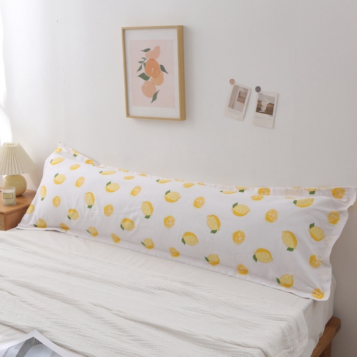 91家纺网 家纺一手货源 找家纺 锦绣万家 2021新款纯棉双人枕套全棉长枕套/只 一颗柠檬