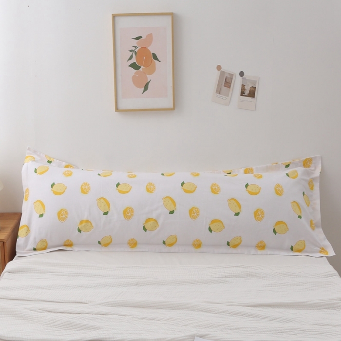 91家纺网 家纺一手货源 找家纺 锦绣万家 2021新款纯棉双人枕套全棉长枕套/只 一颗柠檬