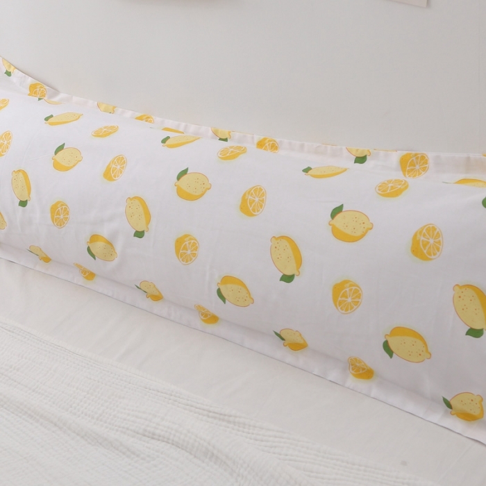 91家纺网 家纺一手货源 找家纺 锦绣万家 2021新款纯棉双人枕套全棉长枕套/只 一颗柠檬