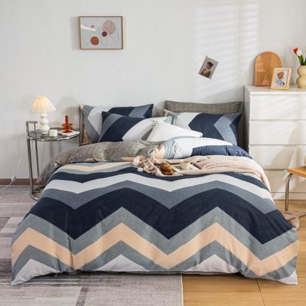 91家纺网 家纺一手货源 找家纺 (总）琪格格 2022新款纯棉简约宜家四件套