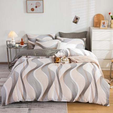 91家纺网 家纺一手货源 找家纺 (总）琪格格 2022新款纯棉简约宜家四件套