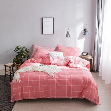 91家纺网 家纺一手货源 找家纺 琪格格 2022新款纯棉简约宜家四件套蜜格