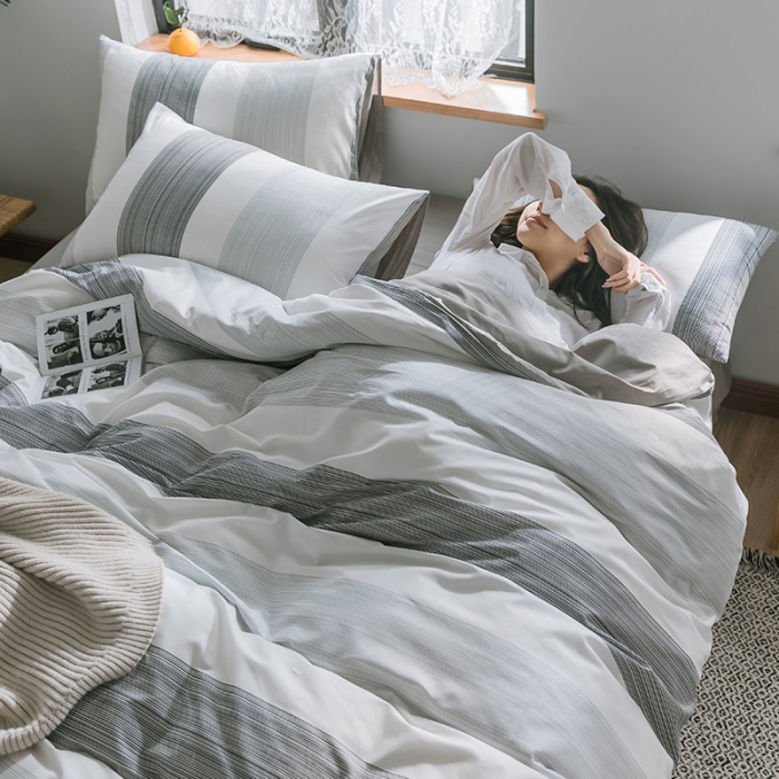 91家纺网 家纺一手货源 找家纺 (总）琪格格 2022新款纯棉简约宜家四件套