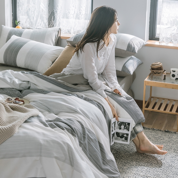 91家纺网 家纺一手货源 找家纺 (总）琪格格 2022新款纯棉简约宜家四件套