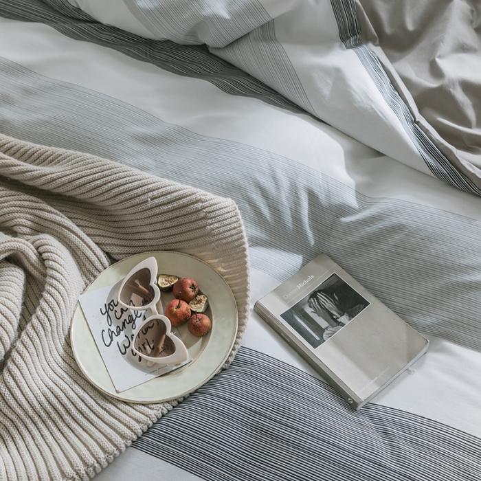 91家纺网 家纺一手货源 找家纺 (总）琪格格 2022新款纯棉简约宜家四件套