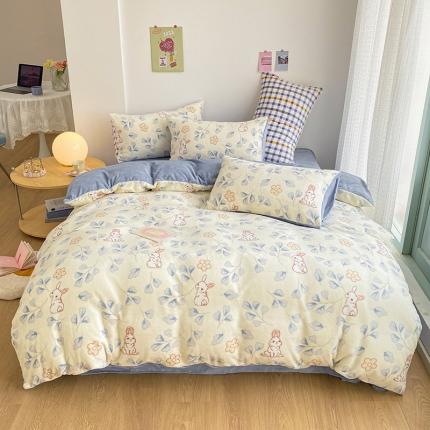 雅居纺 2022新款印花牛奶绒四件套 乖乖兔