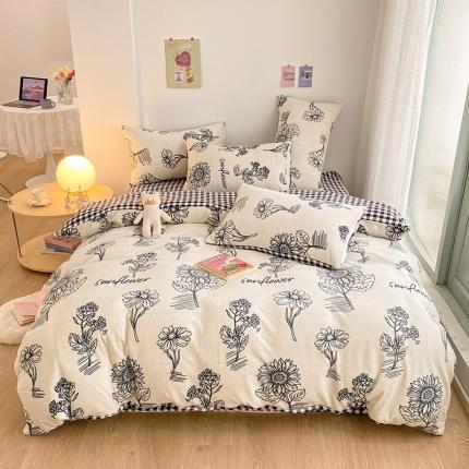 雅居纺 2022新款印花牛奶绒四件套 赫本